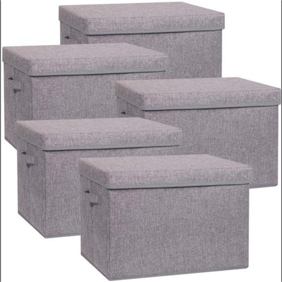 5 Pack Large Foldable Storage Box with Lids [16.5x11.8x11.8
